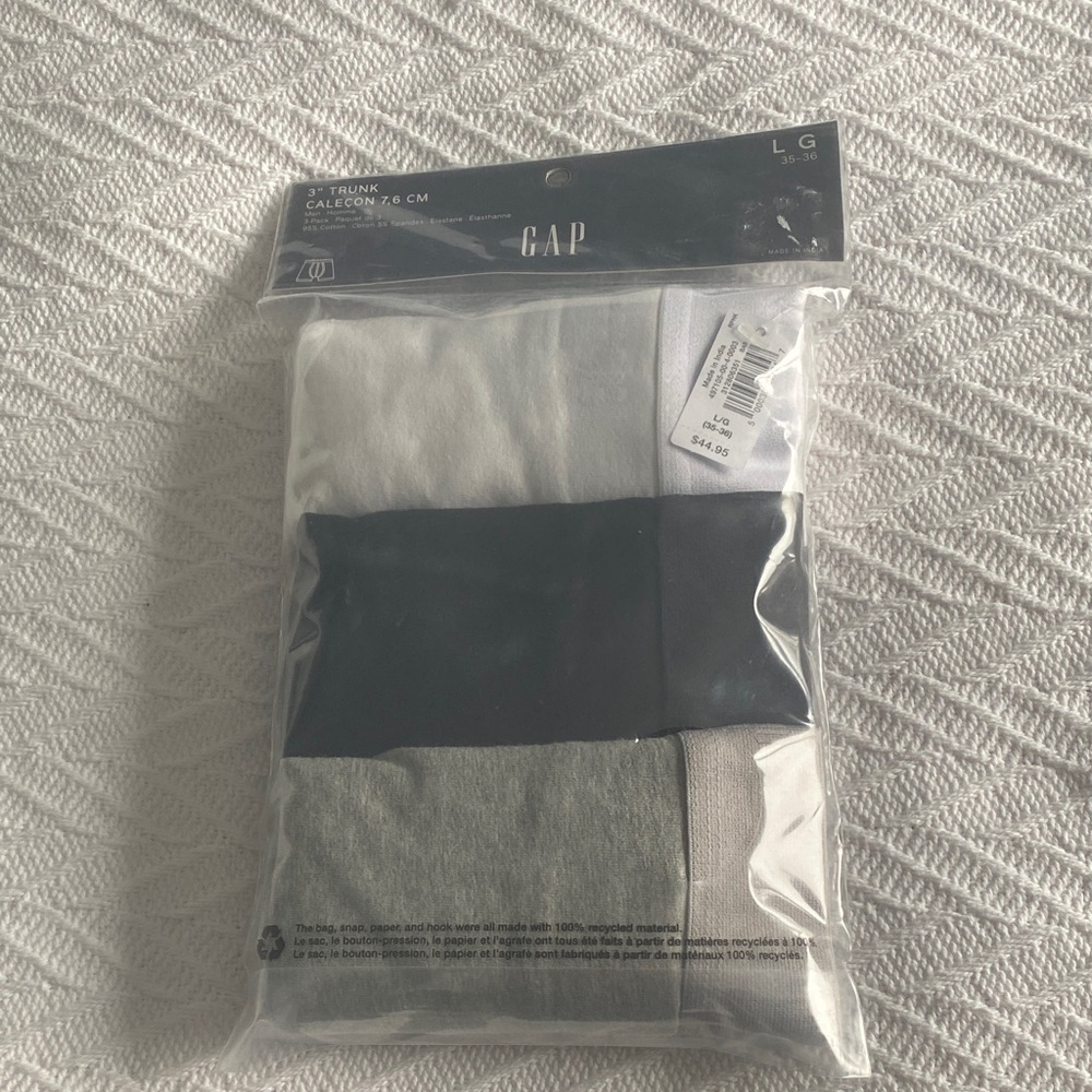 GAP Men's Boxer Briefs Trio - White, Black, Gray NWT